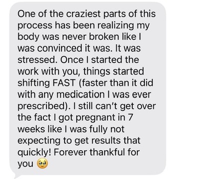 Client message about getting pregnant weeks after starting the work